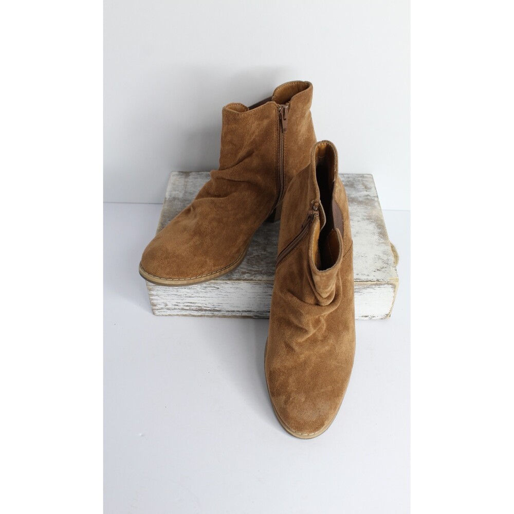 Euro Sofft by Sofft Ankle Boots Women's 9M Brown Suede Block Heel Size‎ Zip